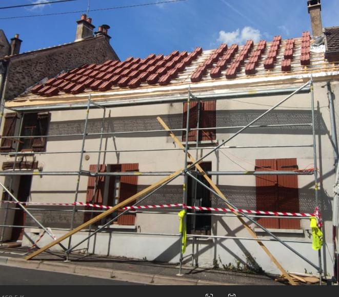 Rénovation de toiture avec échafaudage