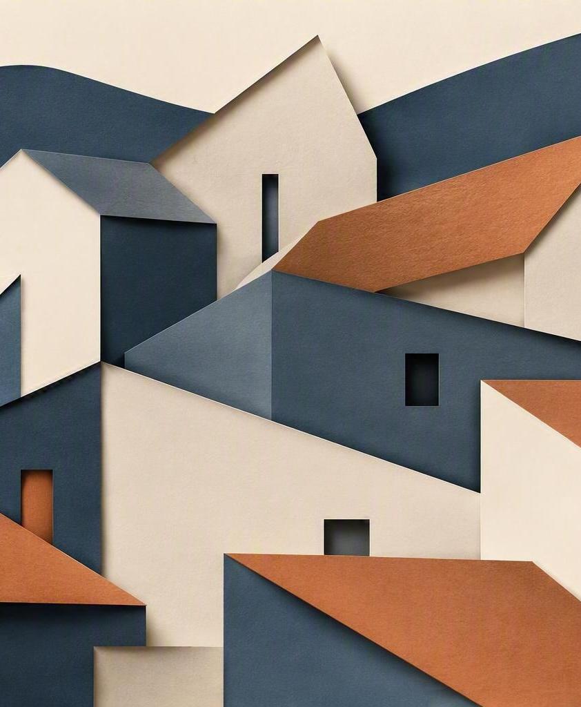 Illustration abstraite de maisons en papier découpé